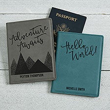 Adventure Awaits Personalized Leatherette Passport Holders - 29336