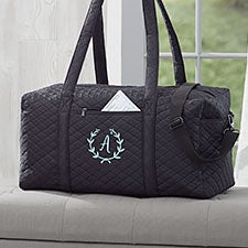 Floral Wreath Embroidered Quilted Duffel Bag - 29568