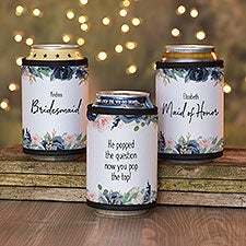 Navy Colorful Floral Bridesmaid Personalized Can & Bottle Wrap - 29604