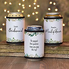Neutral Colorful Floral Bridesmaid Personalized Can & Bottle Wrap - 29606
