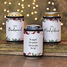 Wine Colorful Floral Bridesmaid Personalized Can & Bottle Wrap - 29608