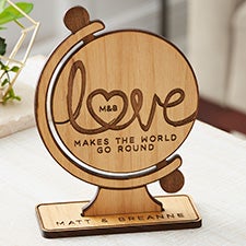 Love Makes the World Go Round Personalized Wood Keepsakes - 29619