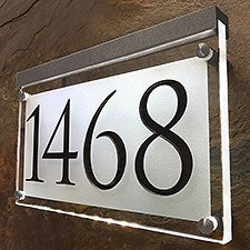 Frosted Crystal LED Engraved Trajan Lighted Address Signs - 29698D