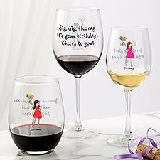 Birthday Balloons philoSophies Personalized Wine Glasses - 29747