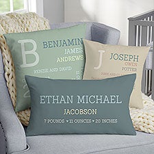 Modern All About Baby Boy Personalized Baby Throw Pillows - 29784