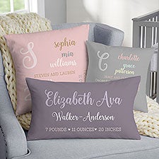 Modern All About Baby Girl Personalized Baby Throw Pillows - 29785
