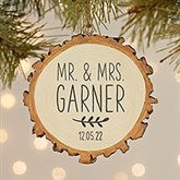 Rustic Wedding Faux Wood Slice Personalized Ornament - 29811