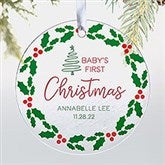 Baby's 1st Christmas Holly Berry Personalized Glass Ornament - 29815