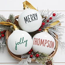 Christmas Name Personalized Porcelain Ball Ornaments - 29918