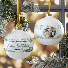 Our First Christmas Personalized Wedding Photo Ball Ornament - 29927