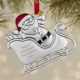 Engraved Santa's Sleigh Personalized Metal Ornament - 29987