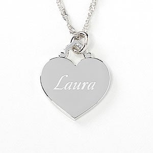 Personalized Sterling Silver Heart Necklace - 10065