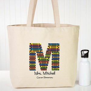 Crayon Letter Personalized Teacher Tote Bag