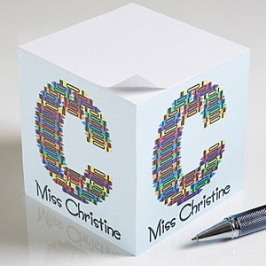 Crayon Letter Personalized Teacher Paper Note Cube