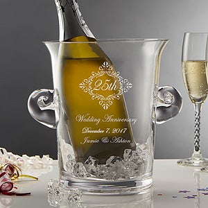 Anniversary Memento Engraved Crystal Chiller & Ice Bucket