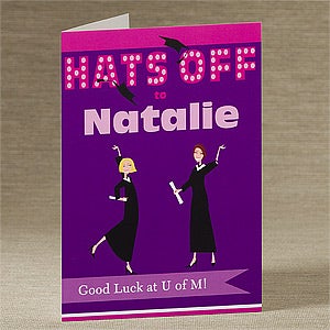 Hats Off To The Grad! Personalized Greeting Card