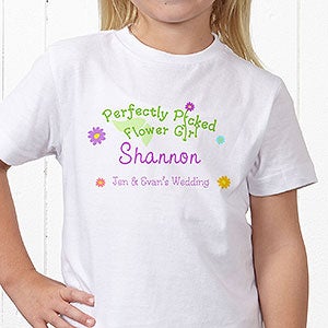 Personalized Flower Girl Wedding Youth T-Shirt - Perfectly Picked - Youth Small (6-8) - Royal Blue