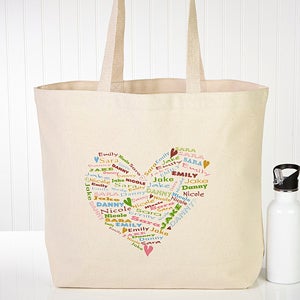 Her Heart of Love Personalized Canvas Tote