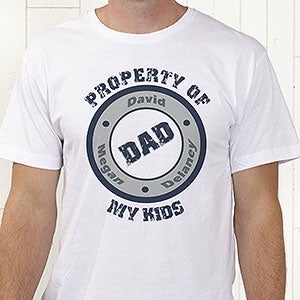Personalized T-Shirts for Dads - Property Of My Kids - Adult XX-Large (Add $2) - Navy