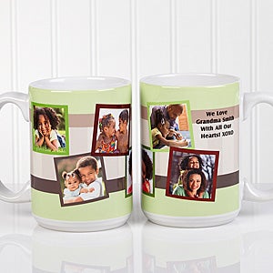 Any Message Photo Collage Personalized Mug 15 oz.- White