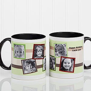 Any Message Photo Collage Personalized Mug 11 oz.- Black