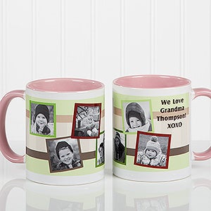 Any Message Photo Collage Personalized Mug 11 oz.- Pink