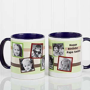 Any Message Photo Collage Personalized Mug 11 oz.- Blue