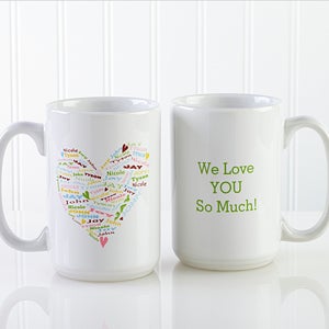 Personalized Large Coffee Mugs for Mom - Heart of Love