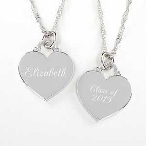Personalized Graduation Necklace - Silver Heart