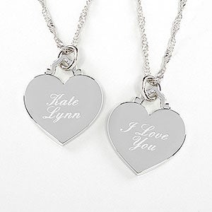 Custom Message Engraved Heart Necklace-10436-M