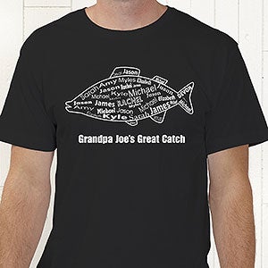 Personalized Fishing T-Shirt for Dad - What A Catch - Adult X-Large - Light Gray
