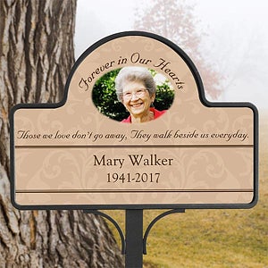 Forever In Our Hearts Memorial Stake With Photo Magnet