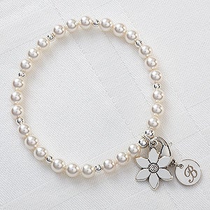 Personalized Flower Girl Bracelet with Initial Monogram