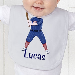 Personalized Baby Boy Bib - Cowboy or Baseball Player
