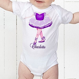 Personalized Baby Bodysuit for Girls - Princess or Ballerina - Infant 6 Months - White