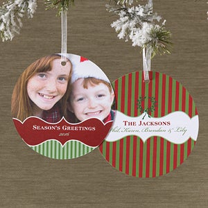 Classic Holiday Personalized Hanging Photo Ornament Cards