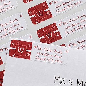 personalized holiday return address labels winter wonderland