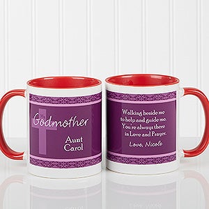 Red Personalized Coffee Mugs for Godparents