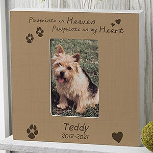 Pawprints In Heaven Personalized Photo Frame - 4x6 Box Vertical