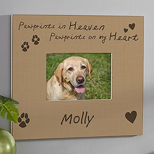 Pawprints In Heaven Personalized Photo Frame - 5x7 Wall Horizontal