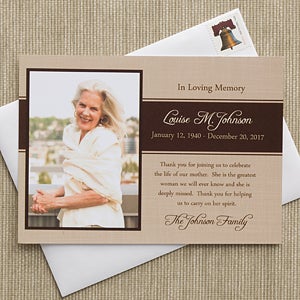 In Memory Personalized Photo Bereavement Cards