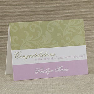 Floral Damask Personalized Greeting Card