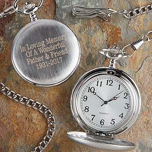 In Memory Engraved Silver Pocket Watch