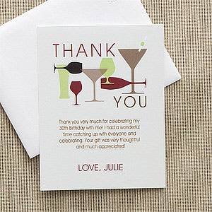 Raise Your Glass Personalized Thank You Cards