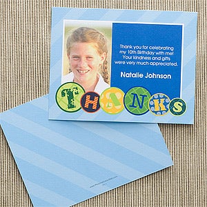 Kids Personalized Photo Birthday Party Thank You Note Cards