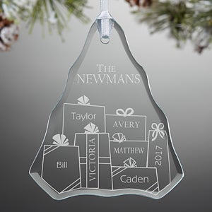 Presents Under The Tree Engraved Glass Ornament