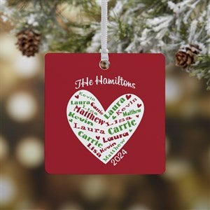 Heart Of Love Personalized Square Photo Ornament- 2.75" Metal - 1 Sided - #10987-1M