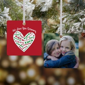 Heart Of Love Personalized Square Photo Ornament- 2.75" Metal - 2 Sided - #10987-2M
