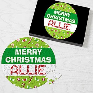 Personalized Holiday Jigsaw Puzzle - Merry Christmas