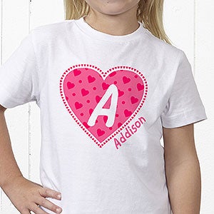 Personalized T-Shirts for Girls - She's All Heart - Youth Small (6-8) - White